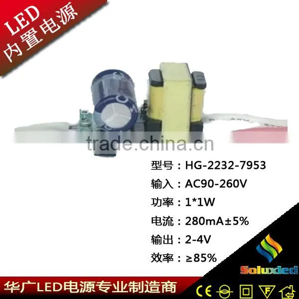 1*3W 2-4V 580mA led driver for bulb