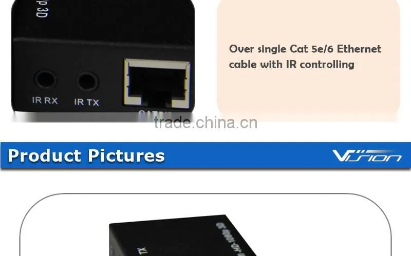 Vision black 50m HDMI extender with IR over Ethernet cat 5e/6