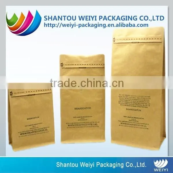 Custom printed waterproof brown tea packaging paper kraft bag