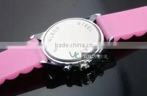 Silicone Rhinestone Sport Watch, Unisex Silicone Stainless steel Watch(Japan Movt Wateproof)