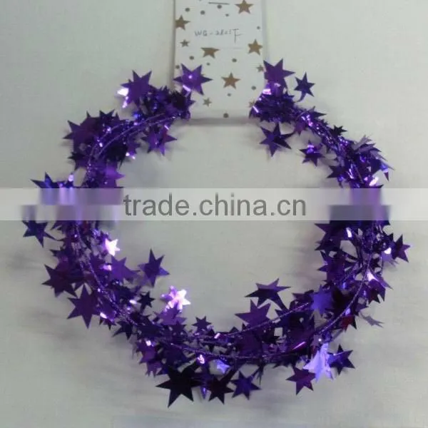 HOT SALE ! 9 Feet Party Decoration Metallic Gold Wired Holly Tinsel Garlands