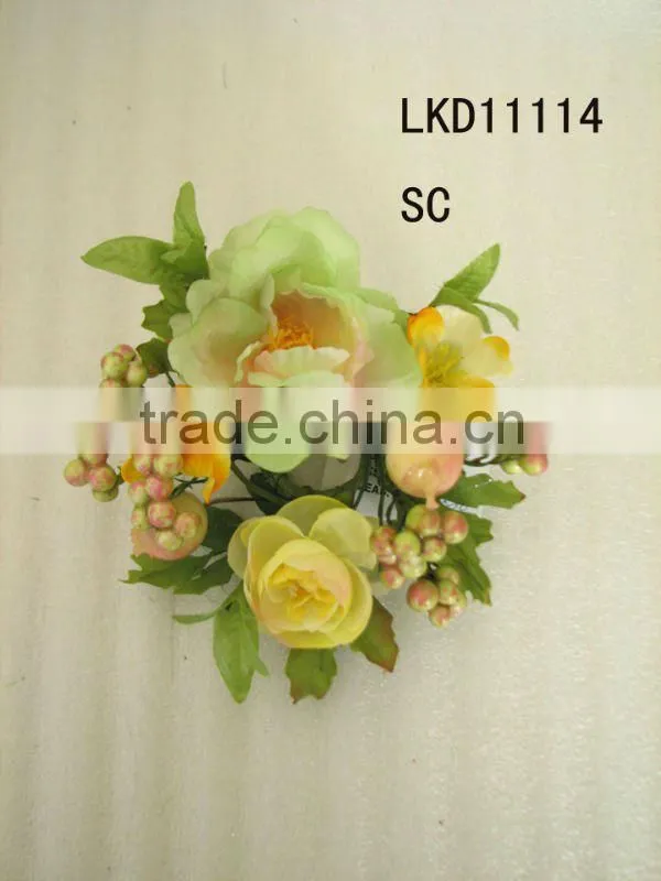 2014 Popular Style Artificial Flower Silk Artificial Penoy Flower Candle Ring