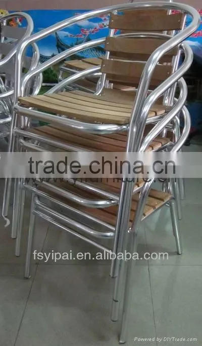 stackable aluminum frame wood dining chair (YC050)