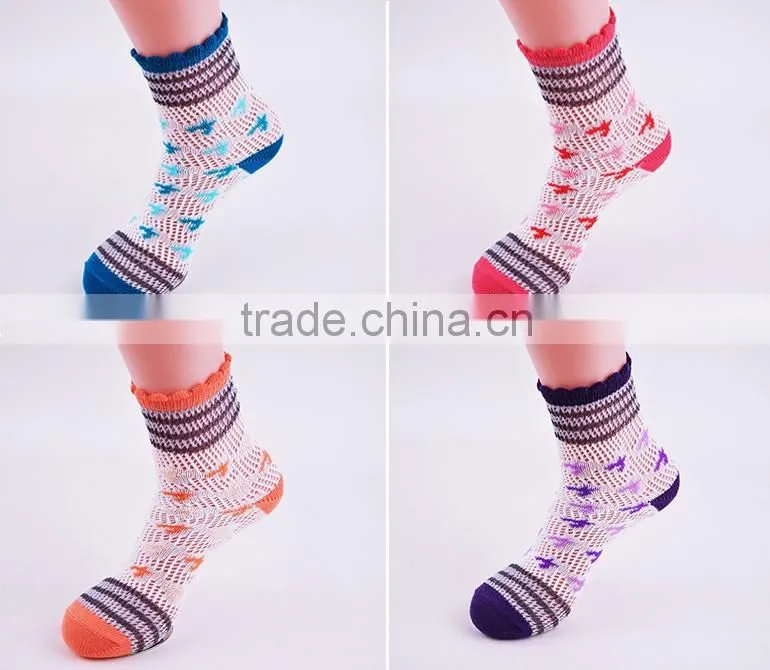 socks wholesale lady jaquard Rumi Socks with pointelle pattern/custom sock
