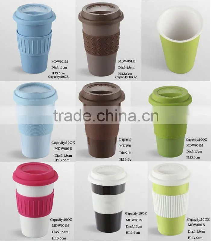 14OZ porcelain coffee single/double wall mug with silicon lid sublimation mug