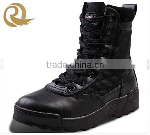 Leather fashion army man police combat black tactical boots