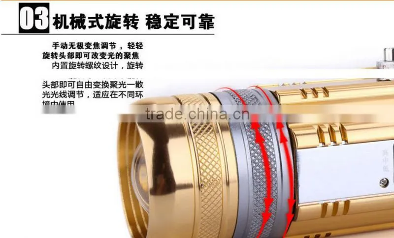 a-ok 3W white LED+3W blue LED +3 LED aluminium fishing light with support and charger