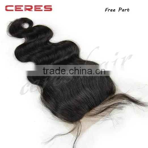 Ceres Hair 130% Density Middle Part u part Body Wave virgin hair bundles with Free Parting Lace Closure
