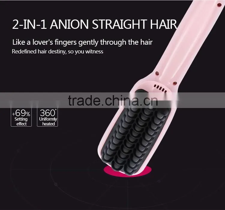 Digital Electric Hair Straightener Brush Comb Detangling Straightening Irons Hair Brush EU/ US/ UK Plug