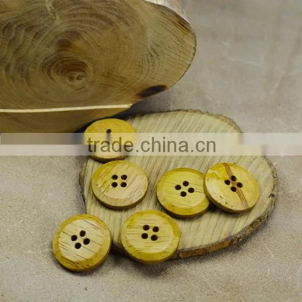 nature yellow 4 holes wood button for shirt