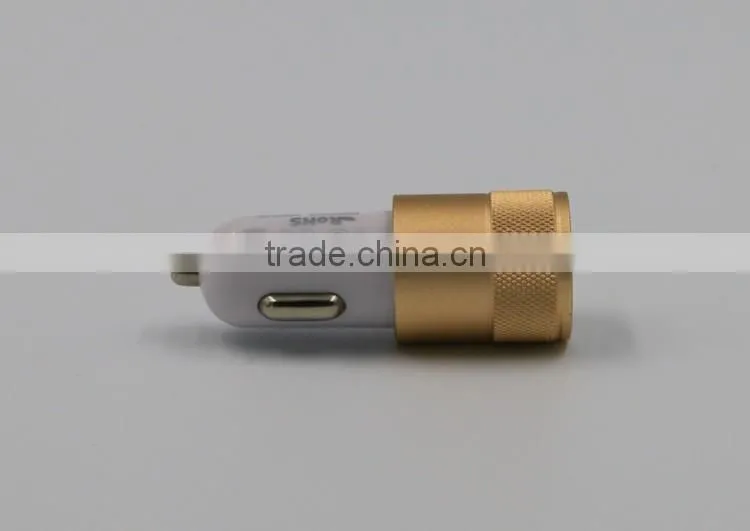High quality promotional wholesale 2.1A metal mini dual port car charger