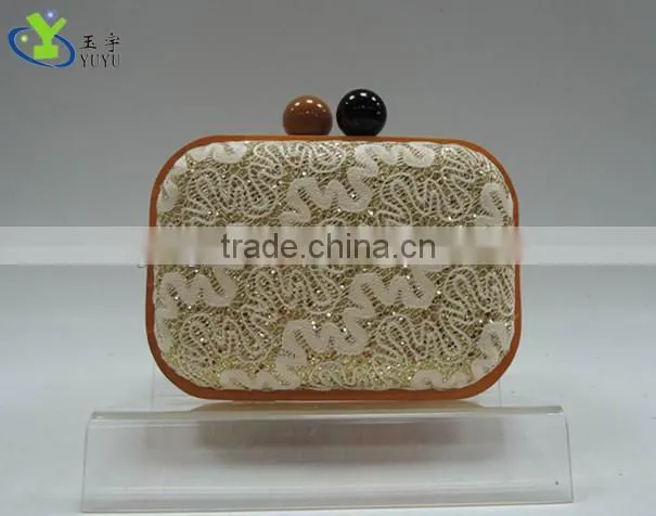 2014 embroidery sequin clutch box evening bag