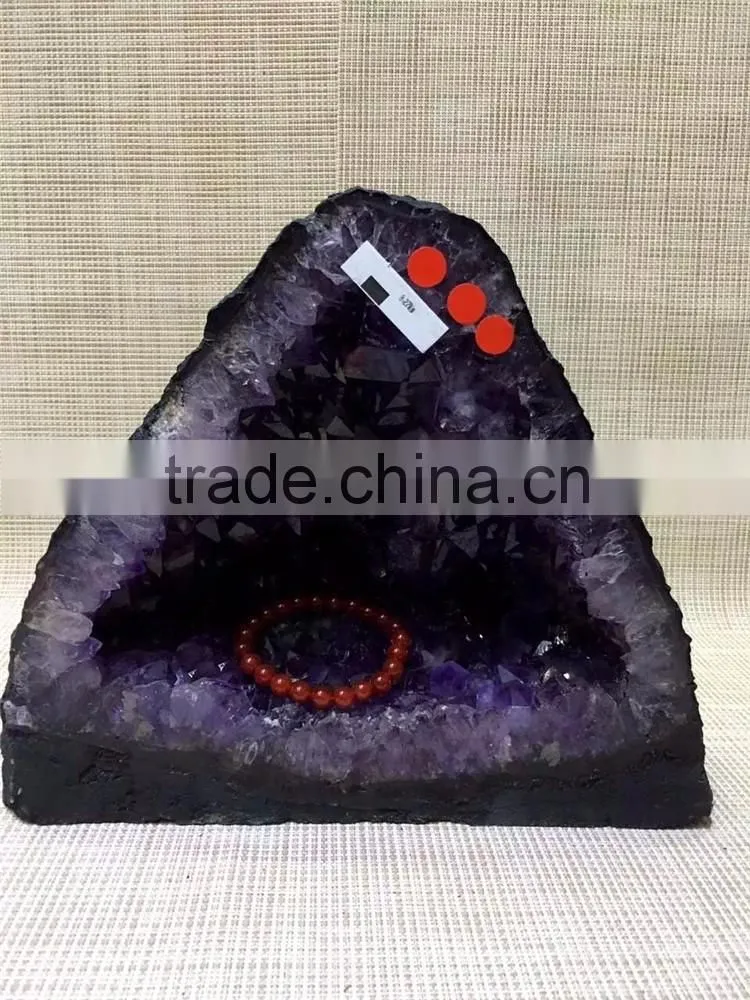 Natural Rock Triangular Amethyst Geode Crystal Ornaments