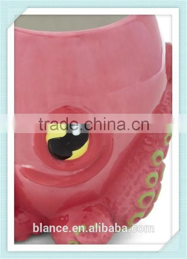 ceramic handpainted pink 3d octopus mug with octopus design