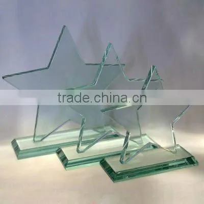 optic bend crystal jade glass awards with laser engraved for souvenir and gift(R-0898