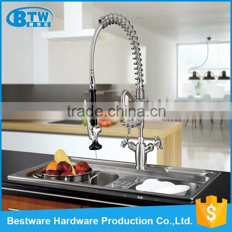 wholesale custom 304 stainless steel single handle pull out upc kitchen sink faucet