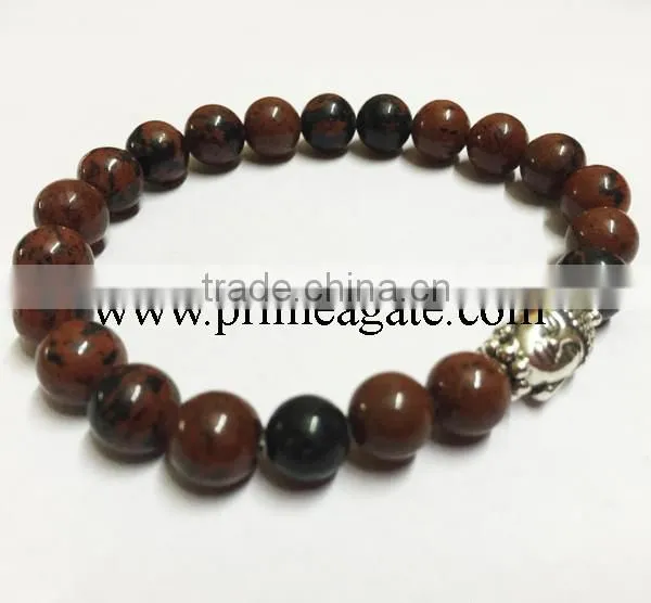 Mahogany Obsidian Stretchable Buddha Bracelet | A grade good quality gemstone bracelet | Agate new jewelry 2016 bracelets