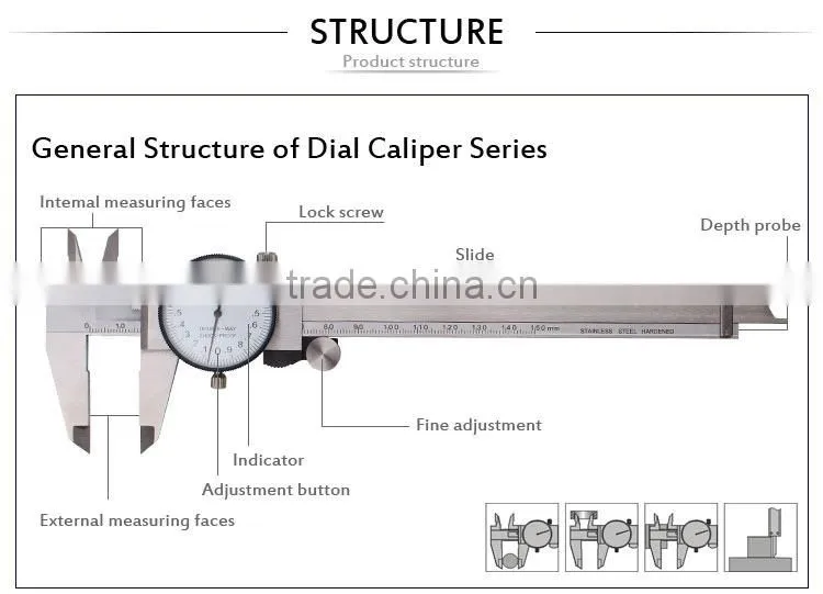 EK-1408 Dial caliper with metric or inch type