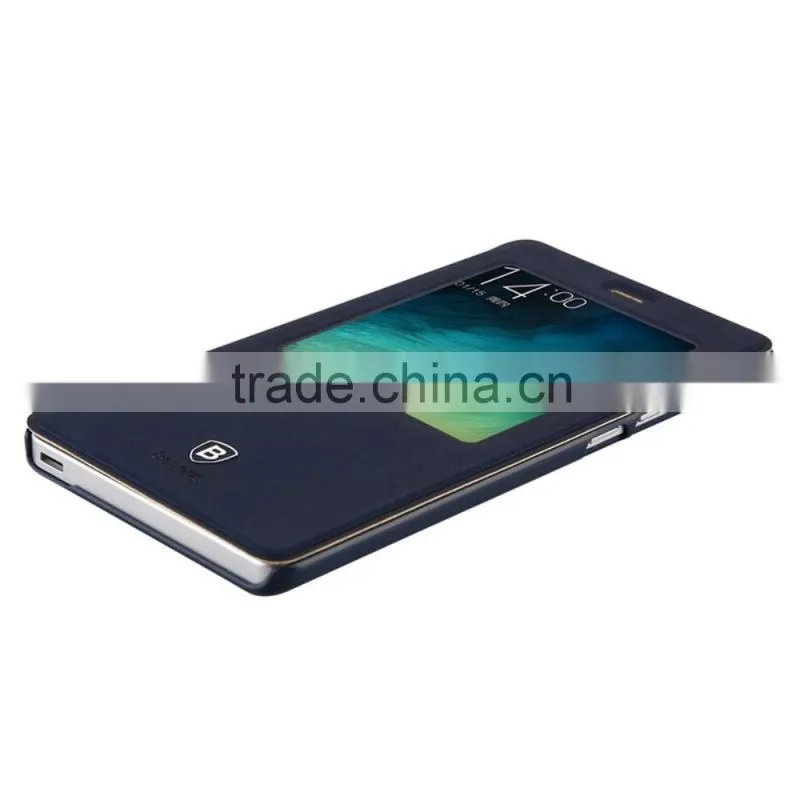 Sleep Wake Up Function Window View Silk Flip Case For Xiaomi Mi Note Leather Case