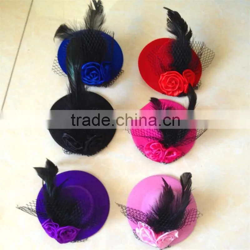 Wholesale cheap baby girl hair decoration mini top hat clip