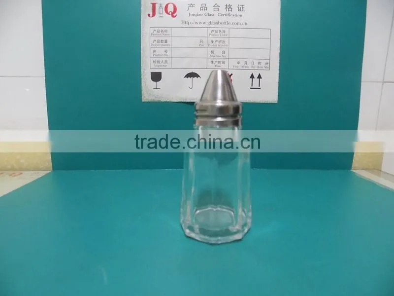 different glass spicy jar with stainless steel caps