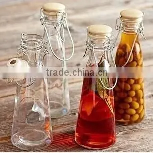 Plastic Clip Lid Clear Glass Bottle wholesale 1000ml and 500ml