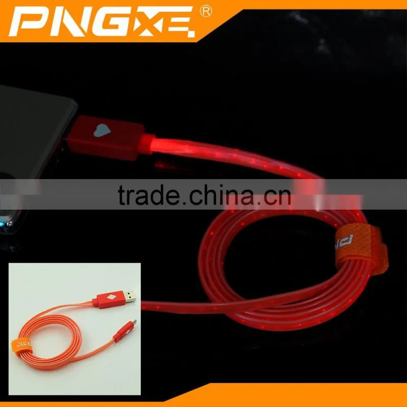 Top selling fashion 2 in 1 charger phone cable fast transfer usb data cable with led