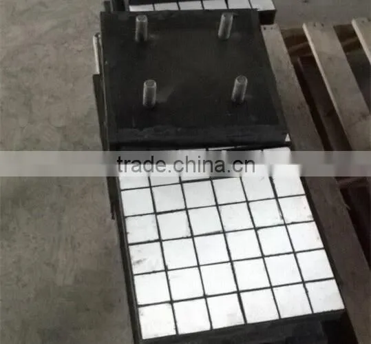 Ceramic rubber liner with square ceramic tiles imbedded, wear liner, bolt connection