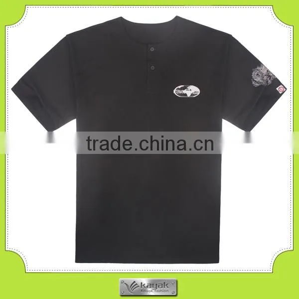 custom black loose print cotton round neck tshirts