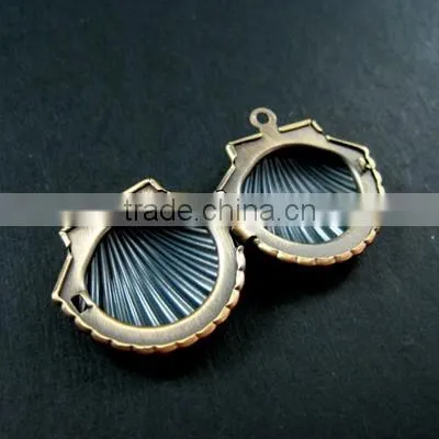 20x22MM antiqued bronze brass shell photo locket pendant charm DIY supplies 1191029