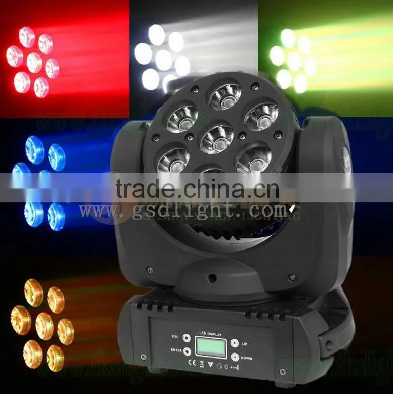 Guangzhou 7X12W 4in1 RGBW led beam moving head lighting mini stage light