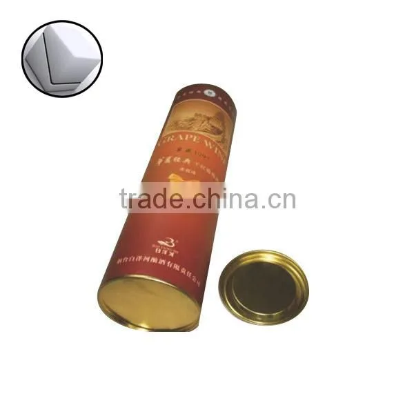 customized round food paper tube box with tinplate