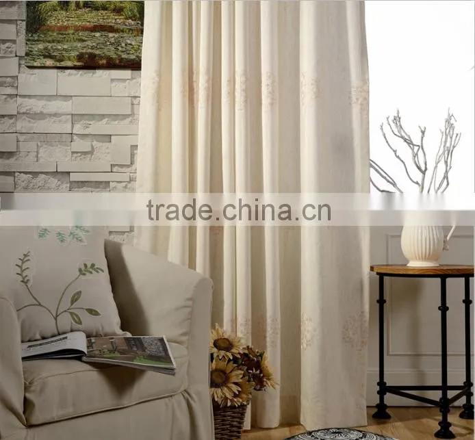 French pleated Embroidery woven curtain fabric for house readymade drape