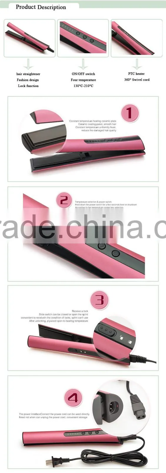 hot ceramic coating hair straightener made in china wholesale