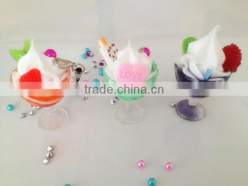 Hotsale creative high quality mini funny artificial fake ice cream cone keychian for promotion gift items