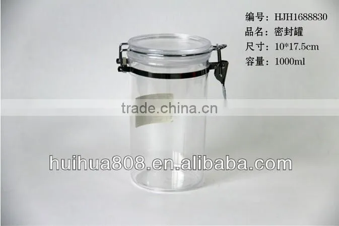 470ml wholesale hermetic airtight plastic jam jar with mental clip for food factory