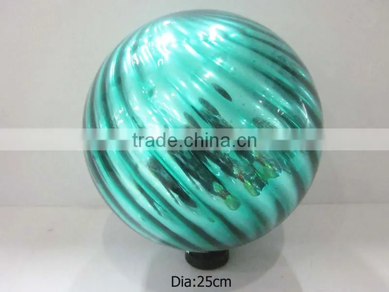 10" hand blown blue glass garden ball