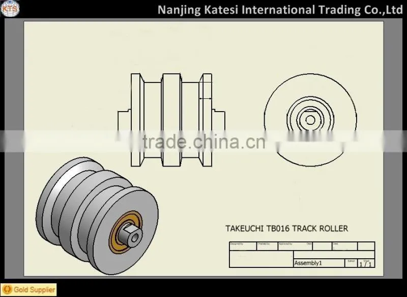 OEM Takeuchi TB016 Track Roller Bottom Roller Low Roller with original drawing