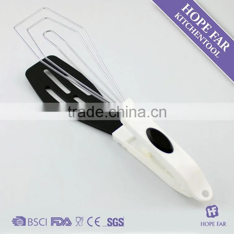 0600050 2 in 1 large size food tong with nylon and stainless steel wire function part