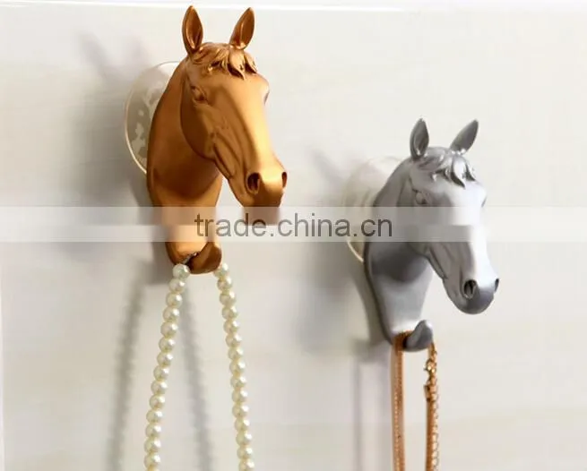 Wholesale Stock Horse Shaped Resin Decorate Sucker Wall Hook
