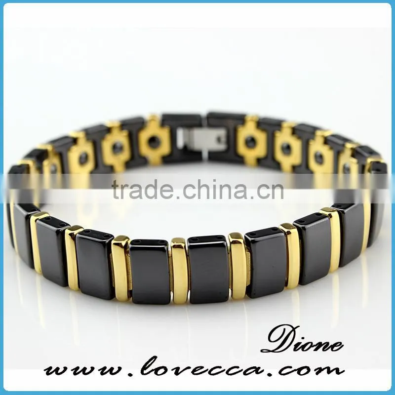 Mens germanium and tourmaline bracelet, germanium ceramic bracelet