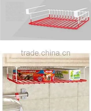 Kitchen hardware accessories sliding plastic coating wire hanging basket for cabinet storage