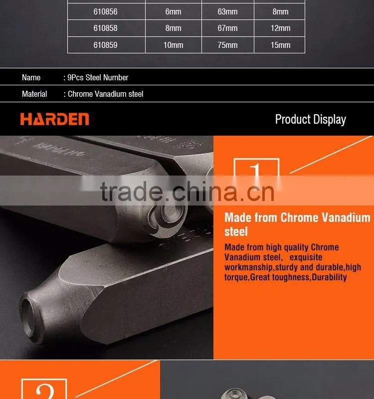 Professional 8mm 9PCS Steel Number