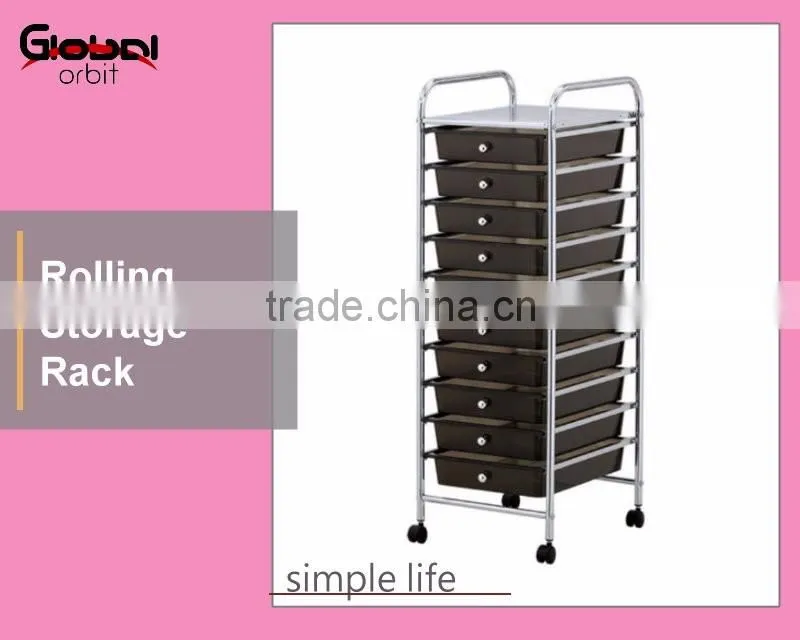 Easy To Move Plastic Drawer Organizer Mobile Office Storage Drawer Trolley Cart