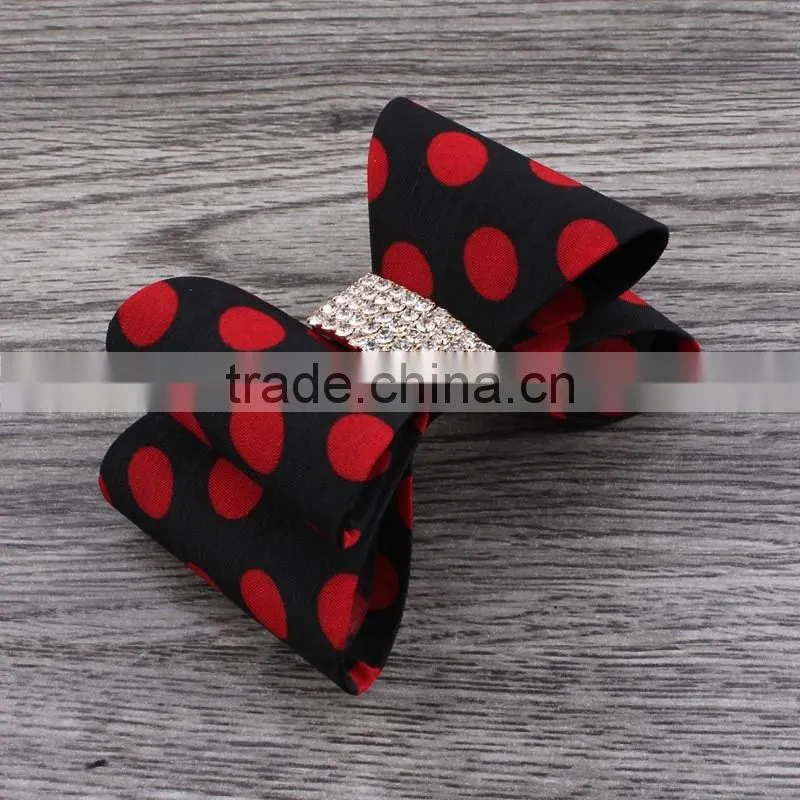 plastic bow flower clip wtih rhinestone center for kids hair accessories