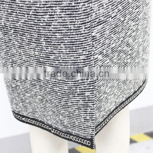 Wholesale winter office wear elegant mature tight ladies classic tweed pencil skirt