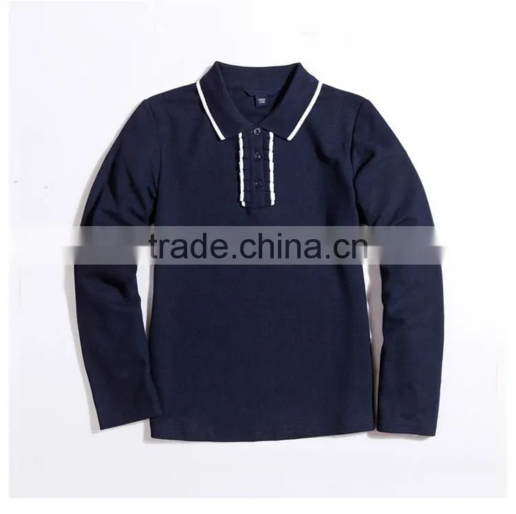 2017 spring selling student girls' long sleeve T-shirt, British solid color college long sleeve T-shirt