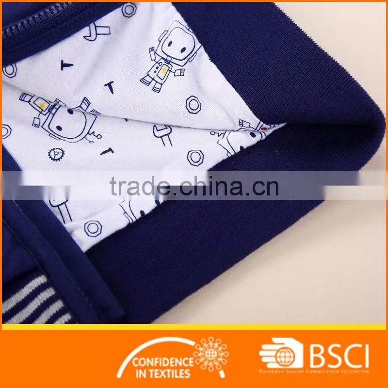 Navy Blue Boys Printed Baby Wear Jacket