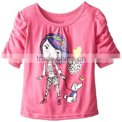 Customized Cute Printed Little Girls' short Sleeve T-shirt