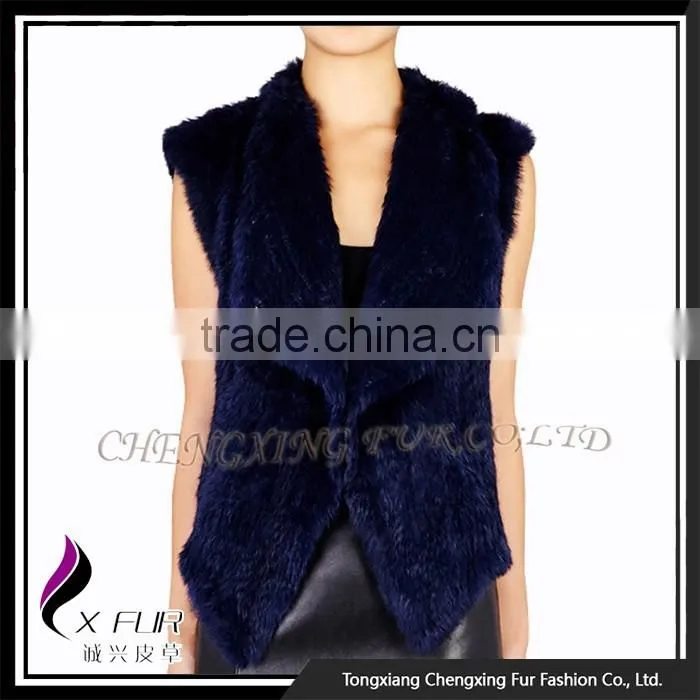 CX-G-B-192F 2016 Latest Knitted Rabbit Fur Fashion Womens Gilet